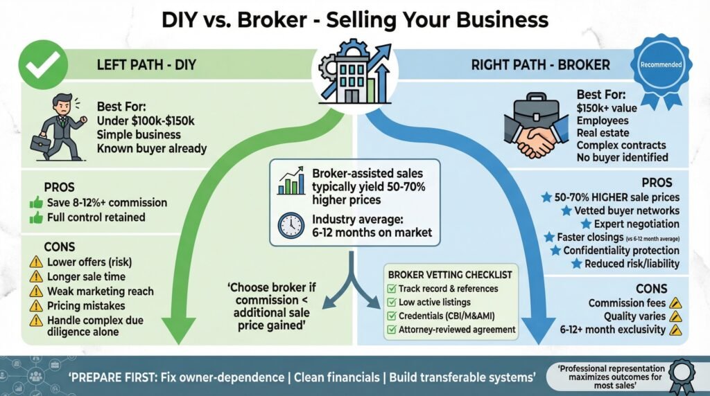 Is It Better to Sell a Business Yourself or Use a Broker? (Real Pros & Cons)
