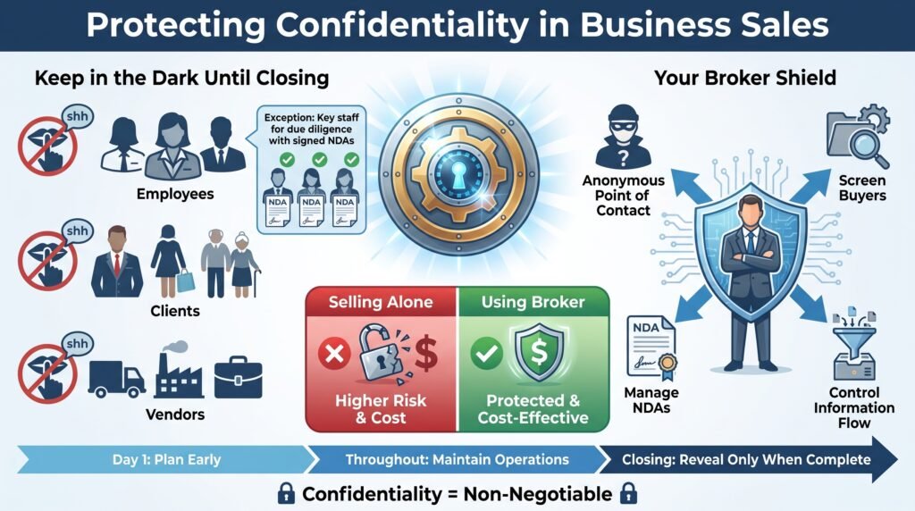 Business Broker vs. Selling Alone- Protecting Confidentiality in Your Exit